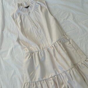 Faux leather cream short dress